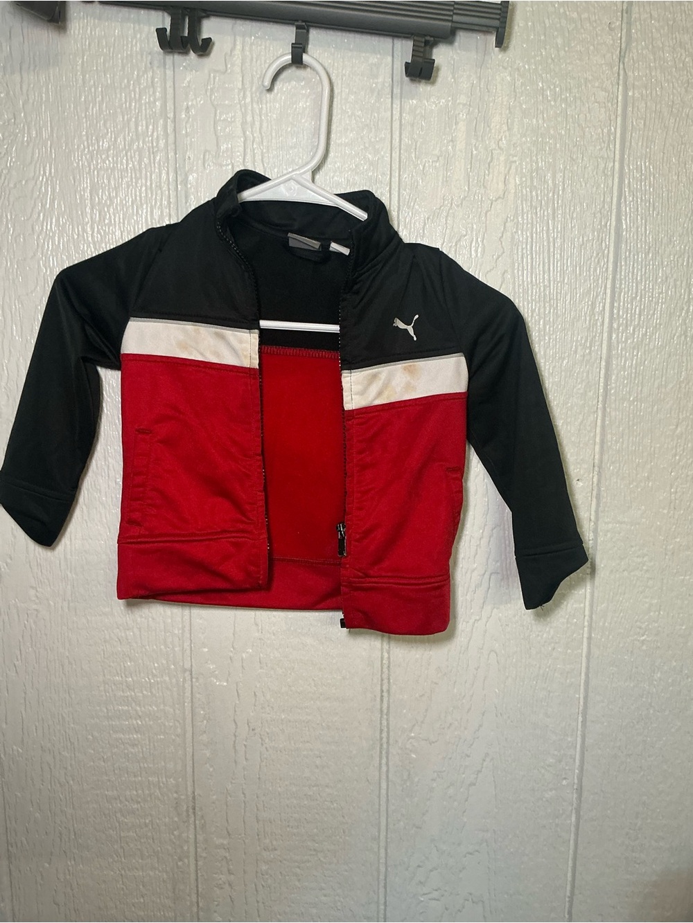 Puma Red, Black & White Kids Zip Track Jacket